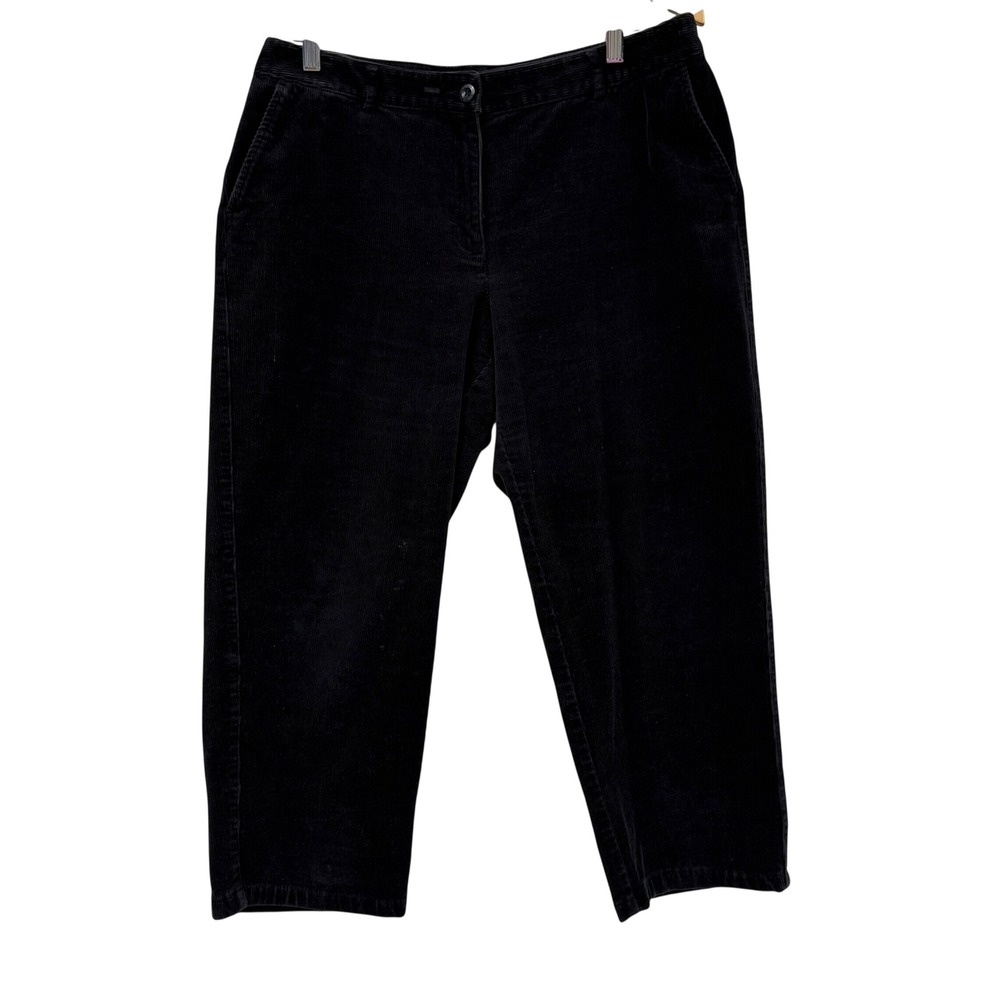 LL Bean Favorite Fit Straight Leg Corduroy Pants Black Size 12 Petite 0HPK2
